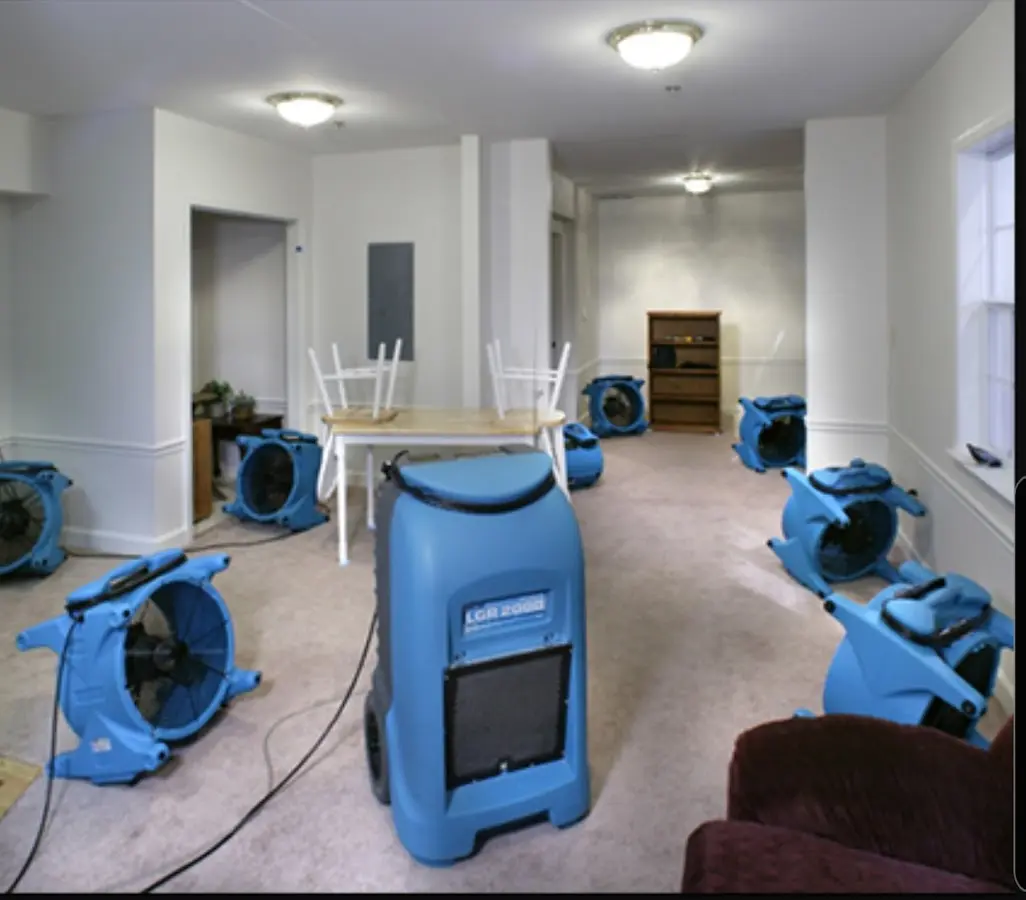 Air movers and dehumidifier setup for Water Extraction & Removal in Paramus