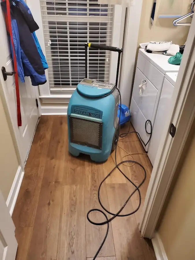 Commercial dehumidifier deployed for Flood Damage Cleanup in Paramus